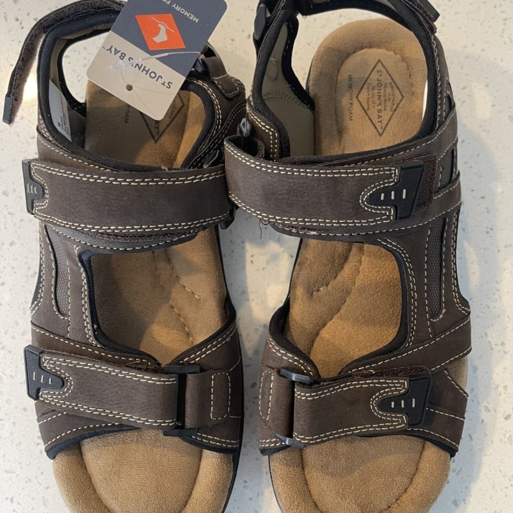 St John's Bay Brown Leather Sandal Sz 9